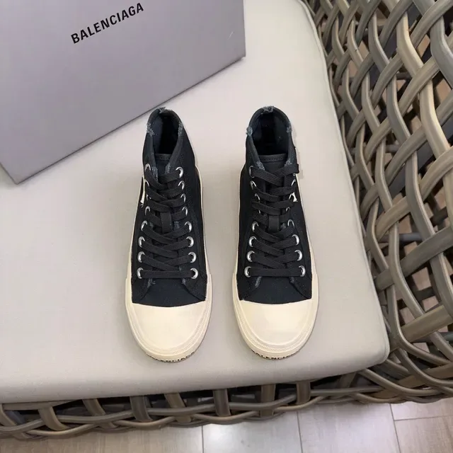 Black and Beige High-Top Canvas Shoe 2