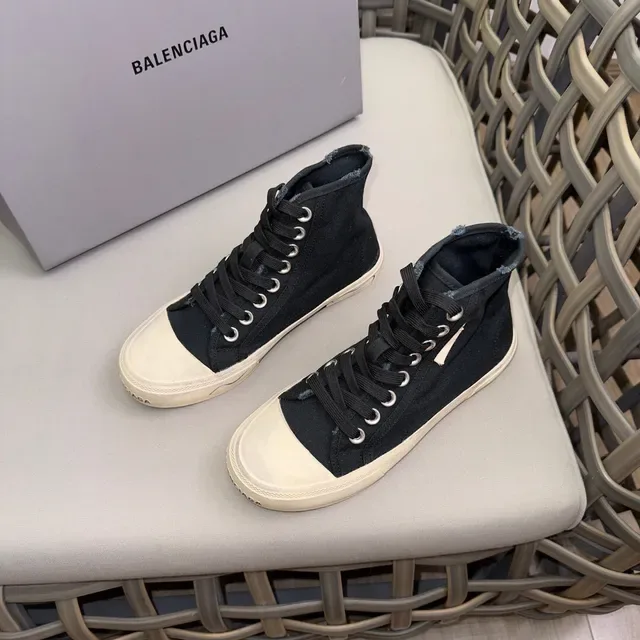 Black and Beige High-Top Canvas Shoe 3