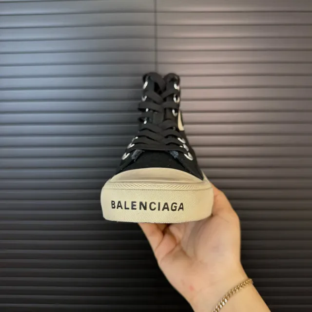 Black and Beige High-Top Canvas Shoe 7