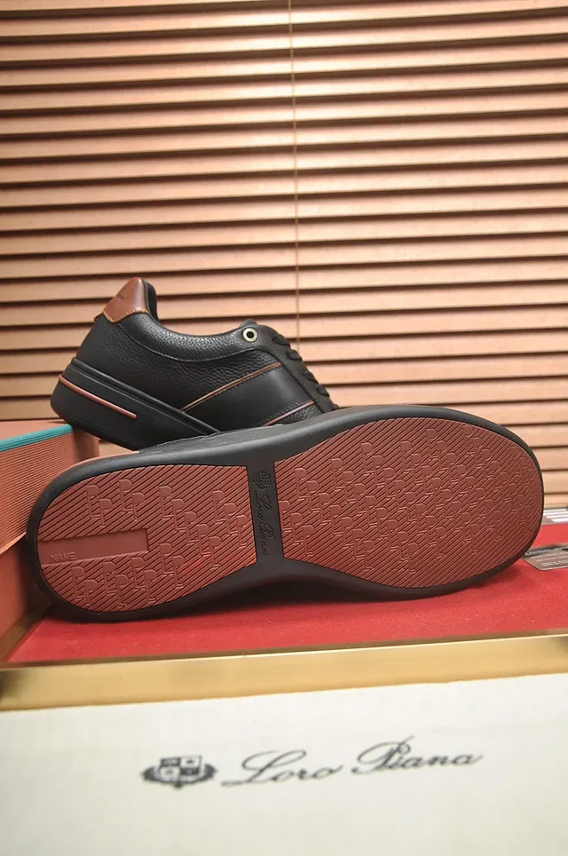 Black and Copper Accent Low-Top Leather Sneaker 3