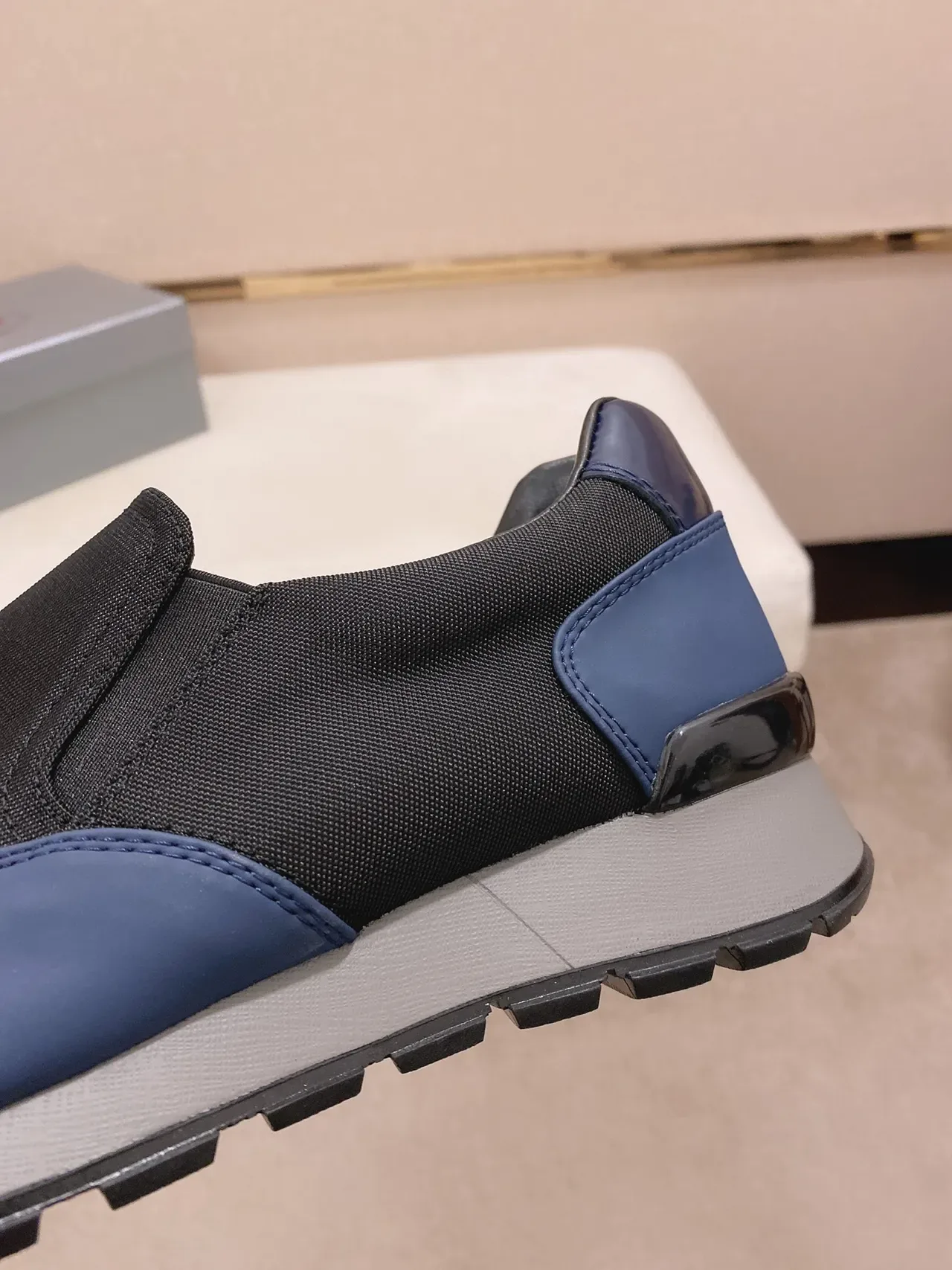 Black and Navy Slip-On Fabric Sneaker 4