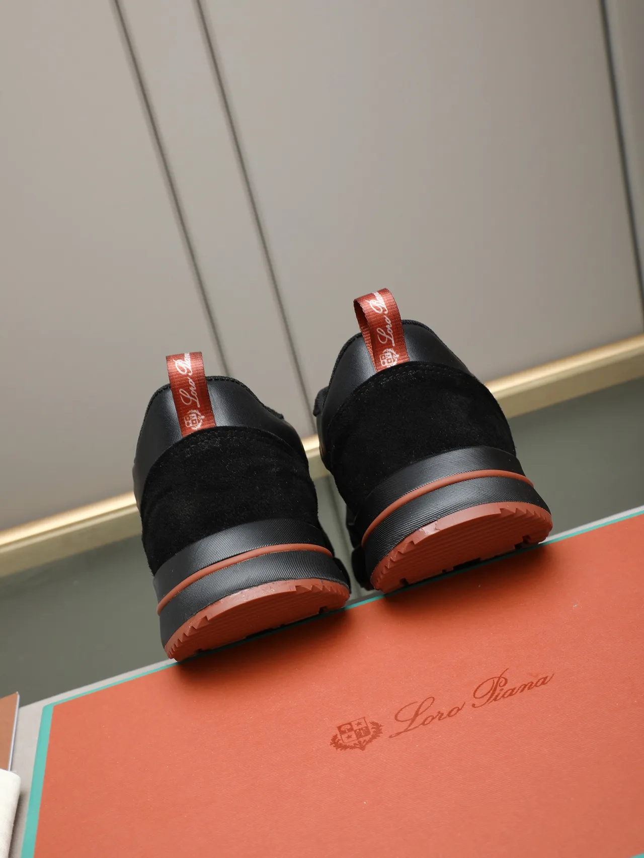 Black and Terracotta Mixed-Material Sculpted Sole Lifestyle Sneaker 3