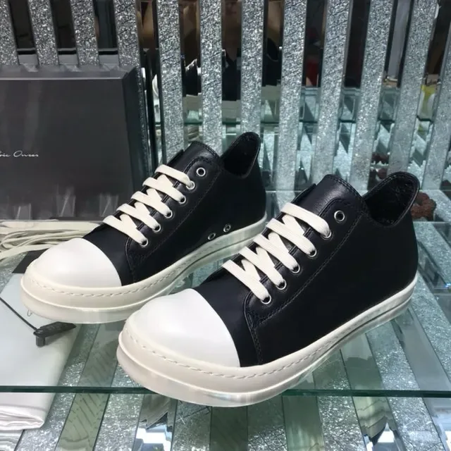 Black and White Leather Low-Top Platform Sneakers 3