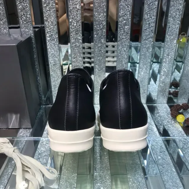 Black and White Leather Low-Top Platform Sneakers 7