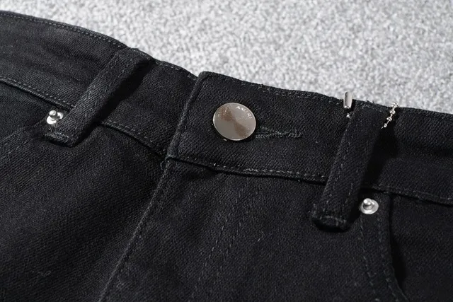 黑色 Distressed Slim-Fit Ripped 牛仔裤 11