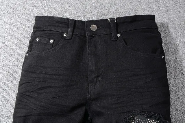 黑色 Distressed Slim-Fit Ripped 牛仔裤 12