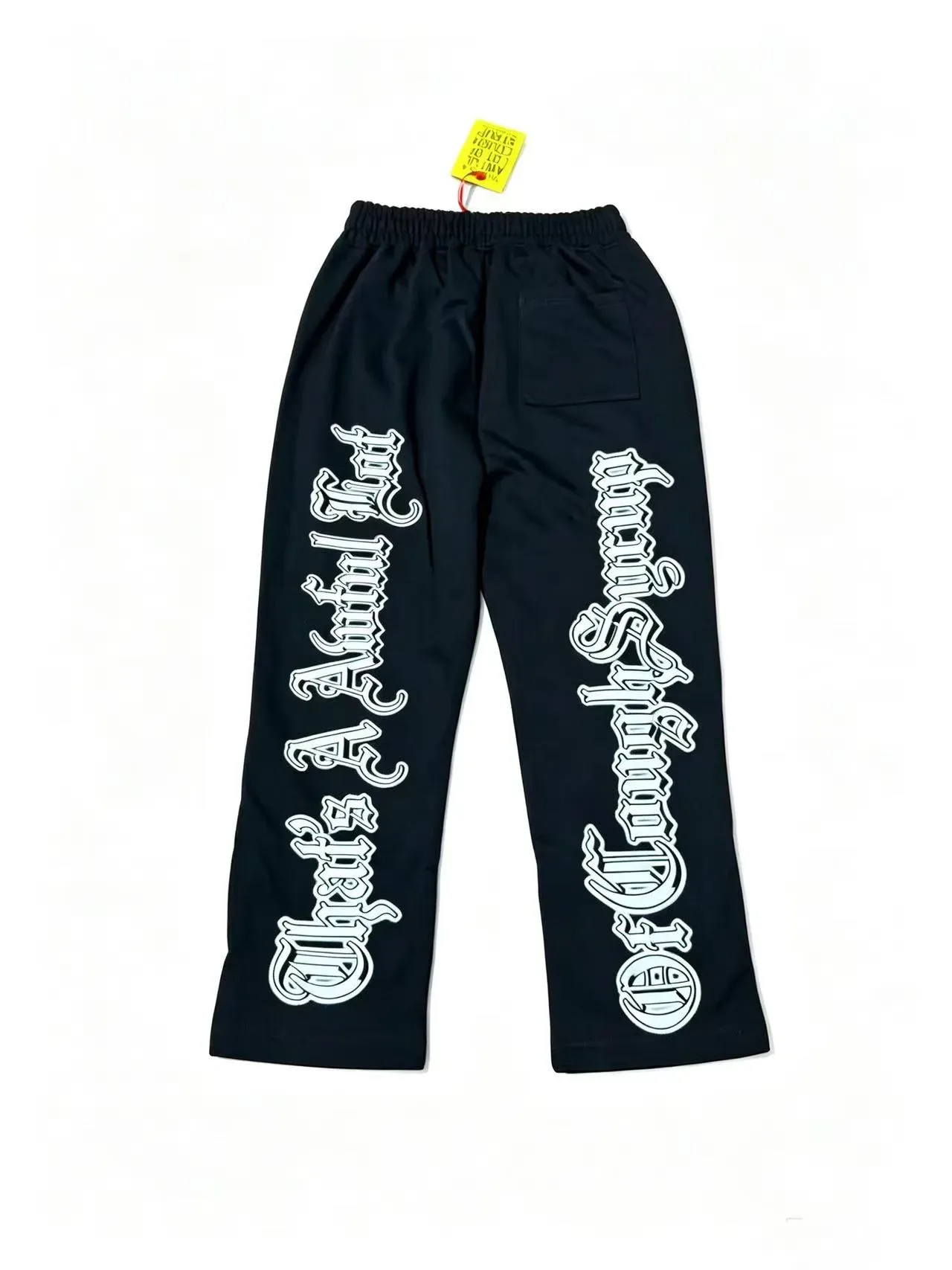 Black Gothic Typography Print Wide-Leg Sweatpants 4