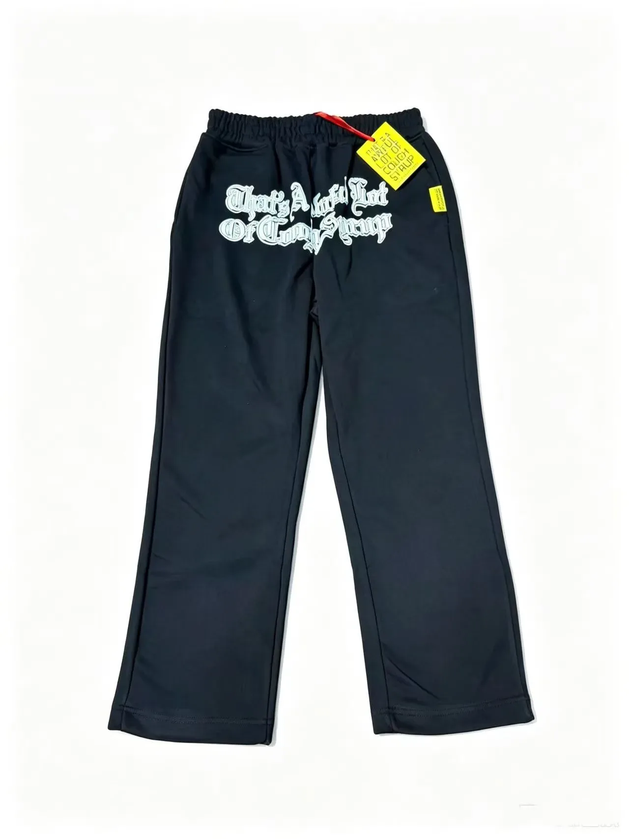 Black Gothic Typography Print Wide-Leg Sweatpants 5