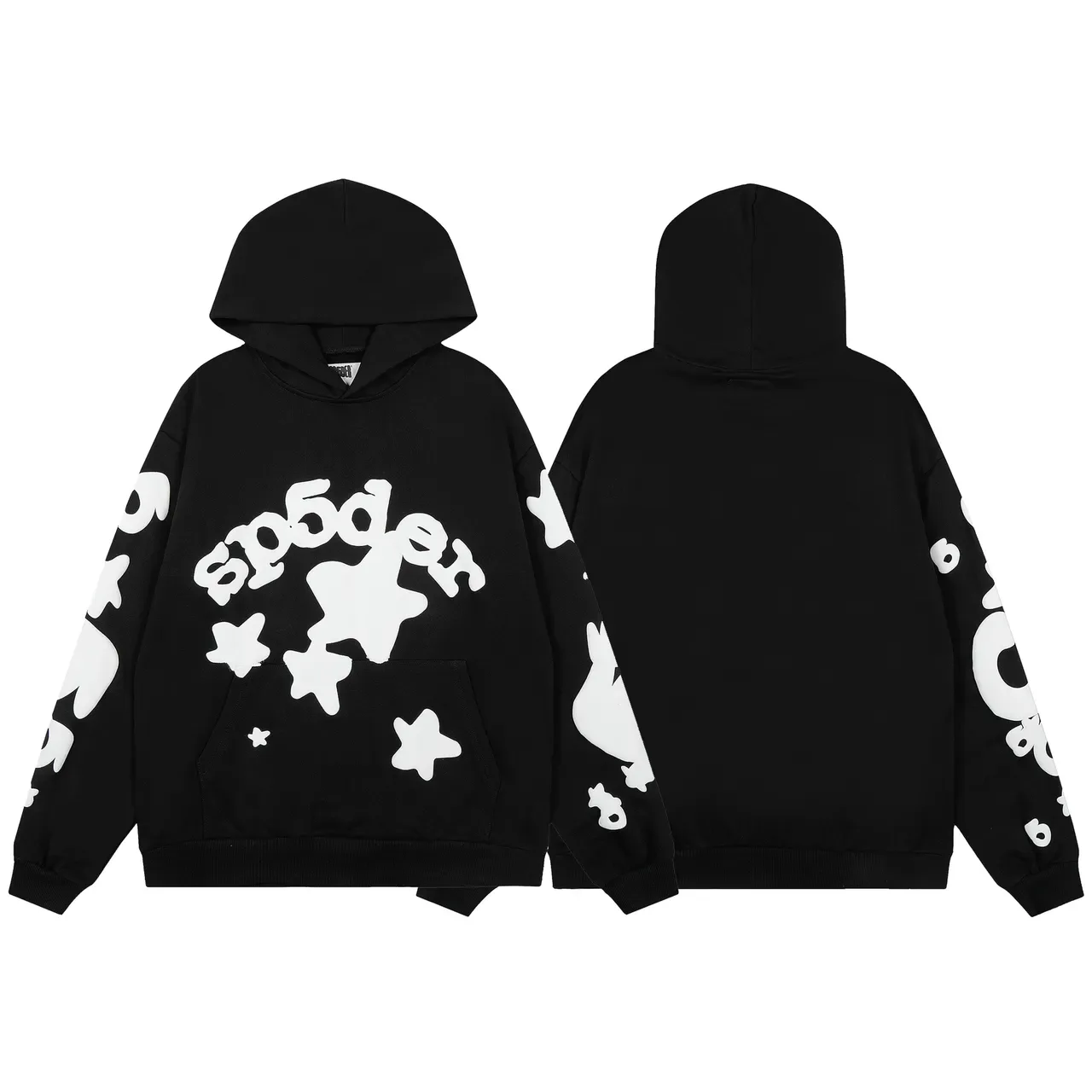 Black Graphic-Print Oversized Hoodie and Jogger Tracksuit 6