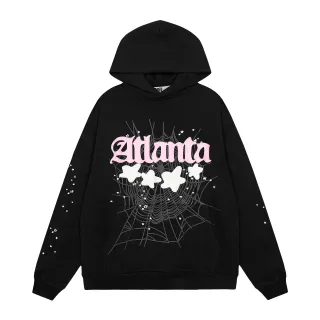 Black Graphic Spiderweb 'Atlanta' Print Oversized Hoodie