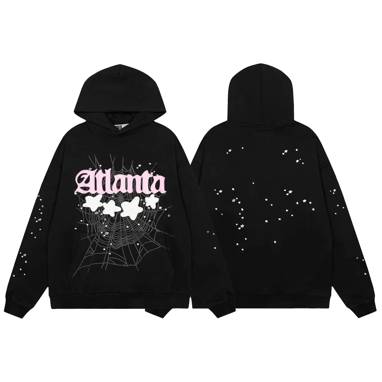 কালো স্পাইডারওয়েব গ্রাফিক প্রিন্ট 'Atlanta' ওভারসাইজড হুডি 2