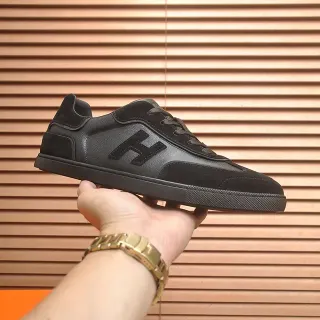 Black Mixed-Material Logo-Side Panel Lifestyle Sneaker