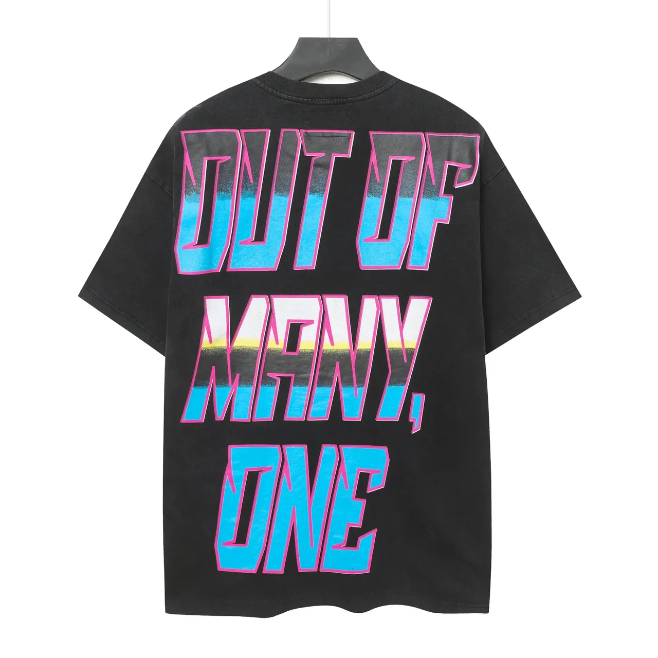 Black Multicolor Oversized Fit Screen-Printed Graphic Front T-Shirt 3