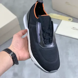 Black Orange Knit Upper Sock-Fit Collar Sneakers