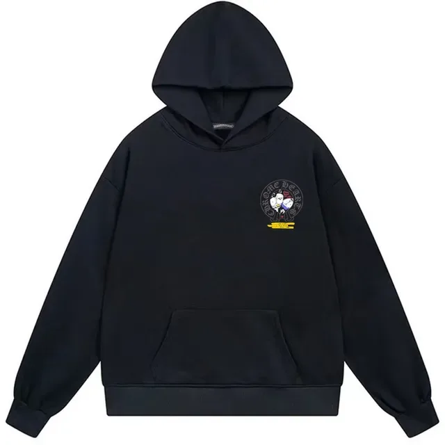 Black Oversized Graphic-Print Hoodie 4