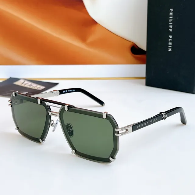 Black Silver Angular Shield-Style Lenses Exposed Metal Frame Sunglasses 8