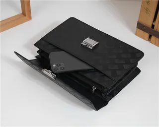 黑银色 编织纹理 翻盖闭合 信封手拿包 8