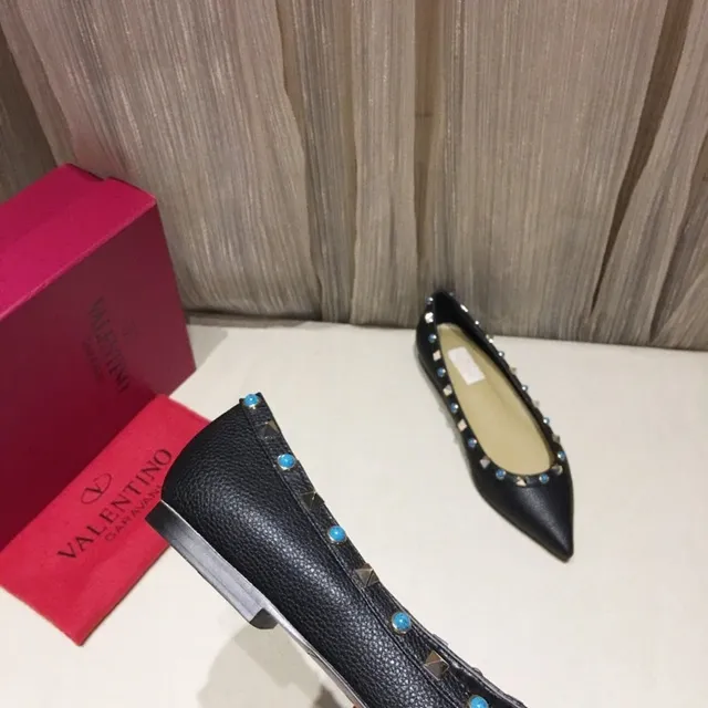 Black Studded Gem-Accented Pointed-Toe Ballet Flats 5