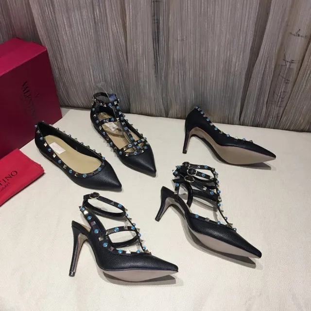 Black Studded Gem-Accented Pointed-Toe Ballet Flats 7