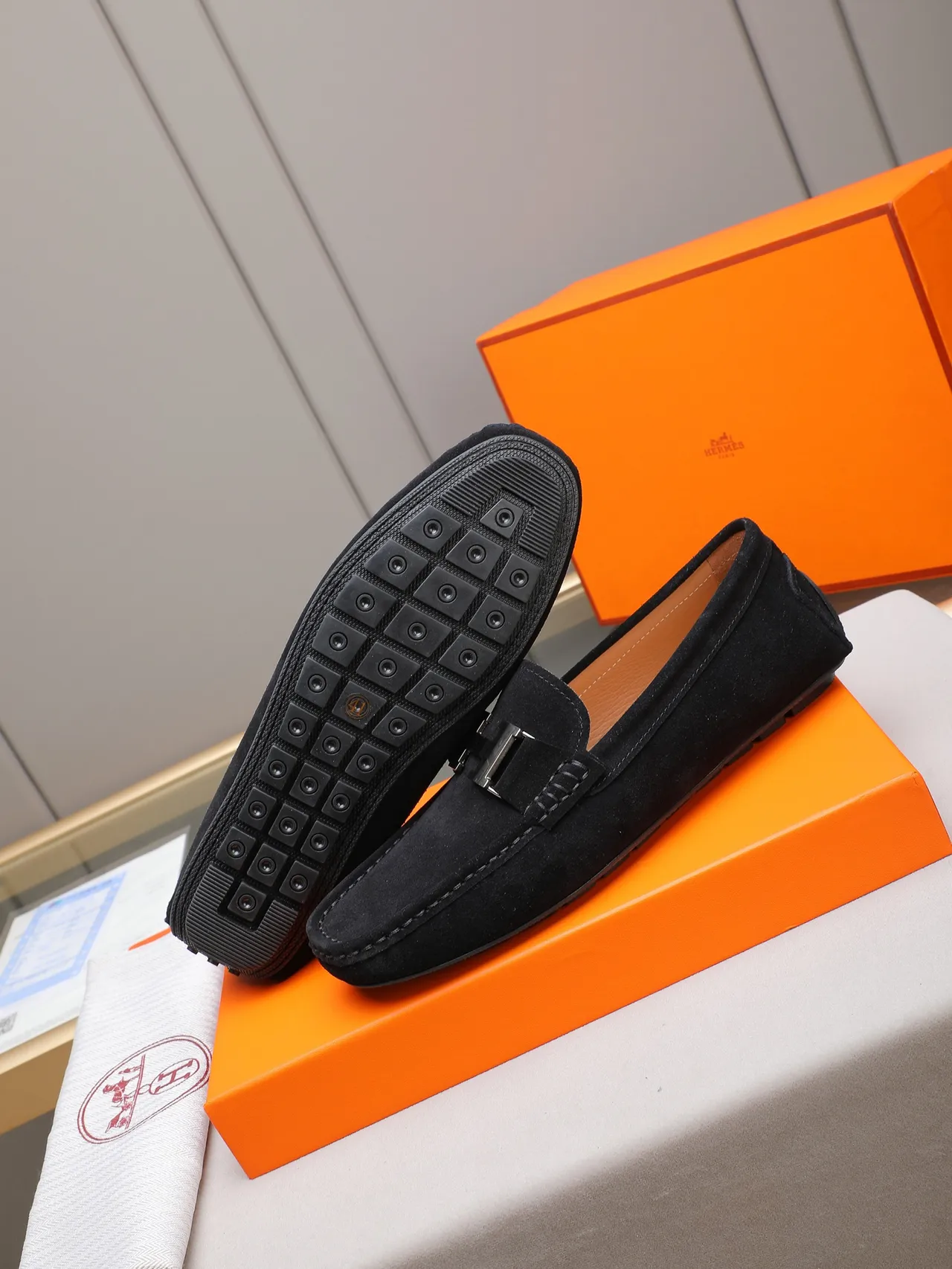 Black Suede Buckle Strap Loafer 4