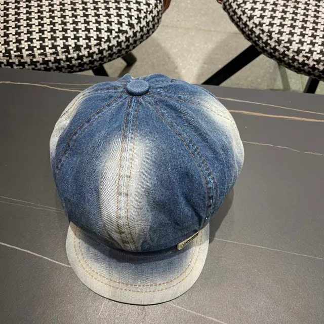 Béret en Denim Bleu Noir avec Construction de Huit-Panneaux de Couronne 6