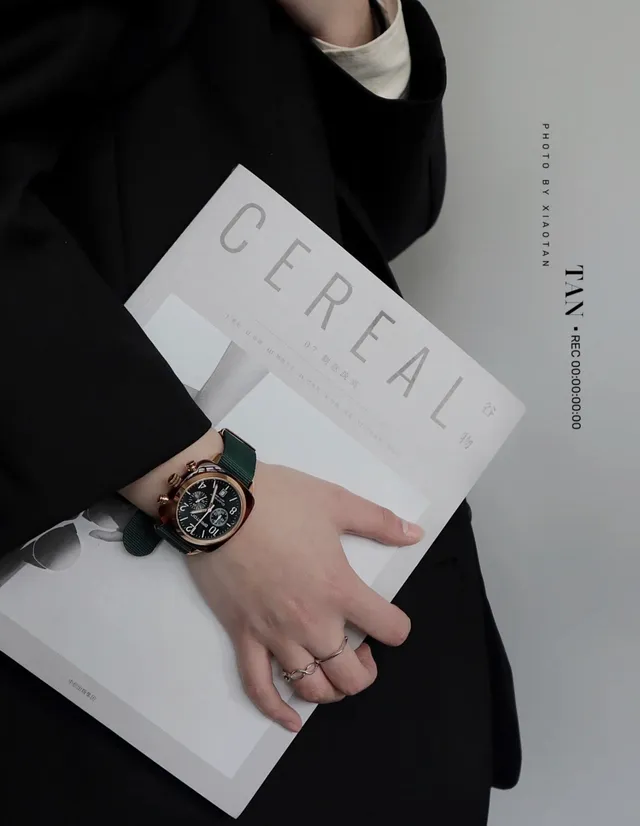 BRISTON Clubmaster Chronograph गहरे हरे डायल गुलाबी सोने का केस NATO स्ट्रैप यांत्रिक घड़ी 2