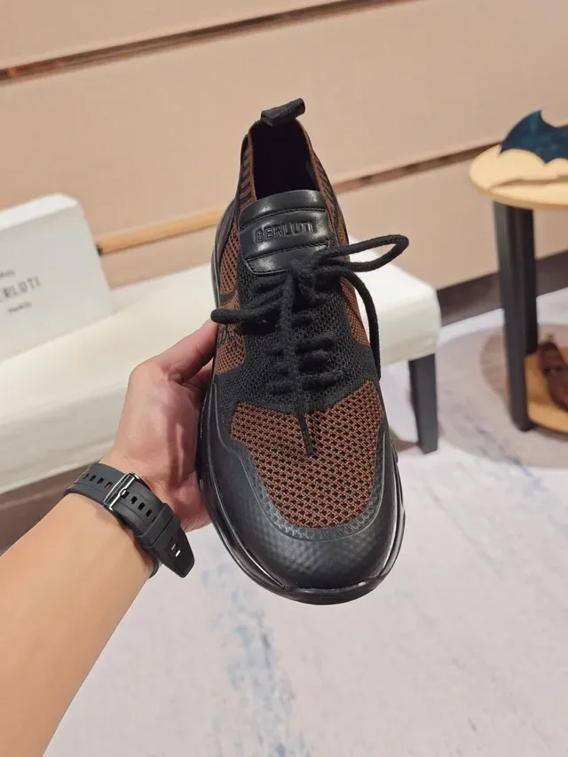 Brown and Black Mesh Upper Sculpted Sole Lifestyle Sneaker 5
