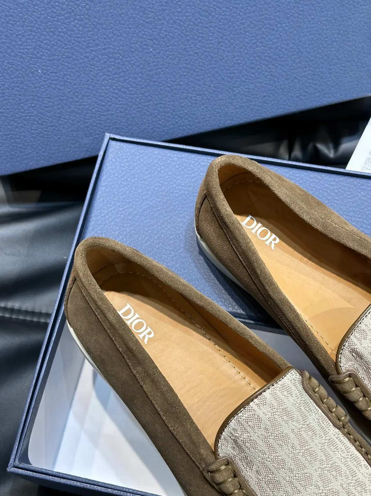 Brown Beige Suede Upper Textured Toe Cap Loafer 4