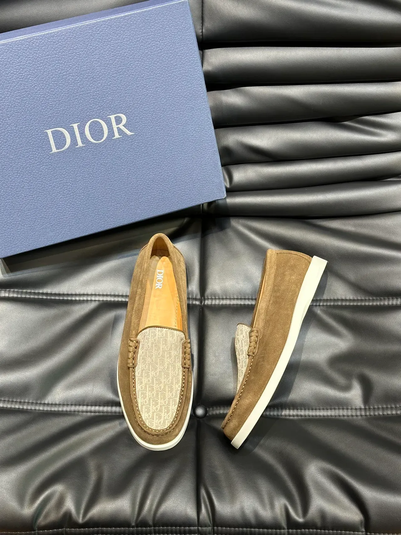 Brown Beige Suede Upper Textured Toe Cap Loafer 5