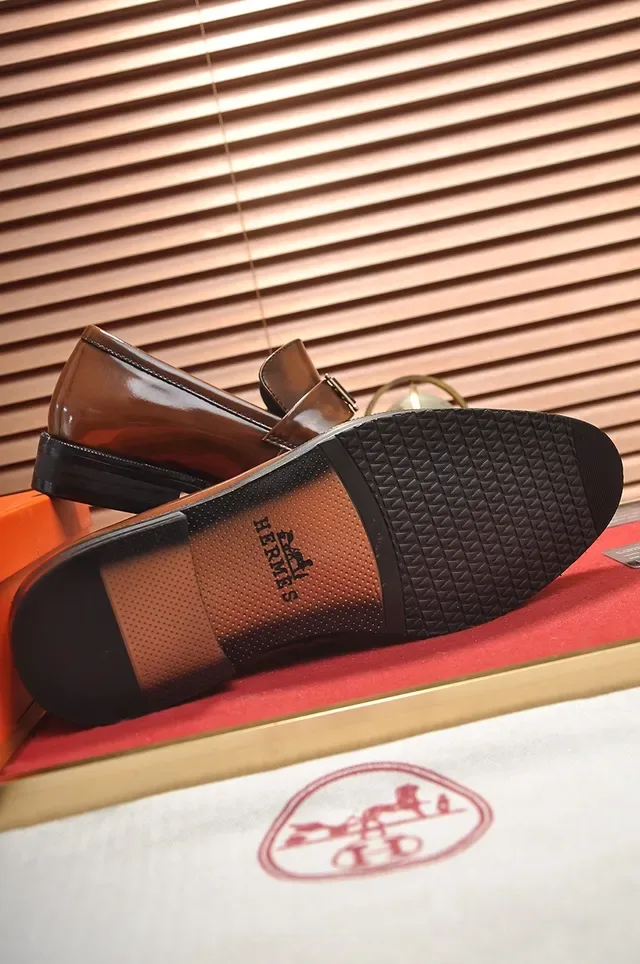 Brown Black Polished Leather Monkstrap Buckle Loafer 3