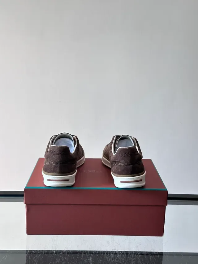 Brown Suede and Woven Textile Low-Top Lifestyle Sneakers 3