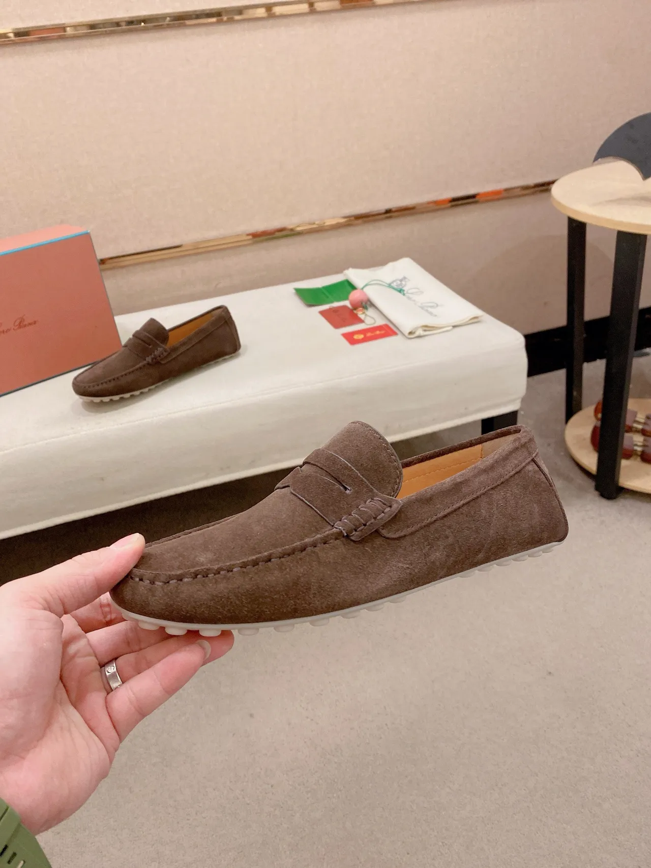Brown White Suede Upper Penny Strap Loafer 3