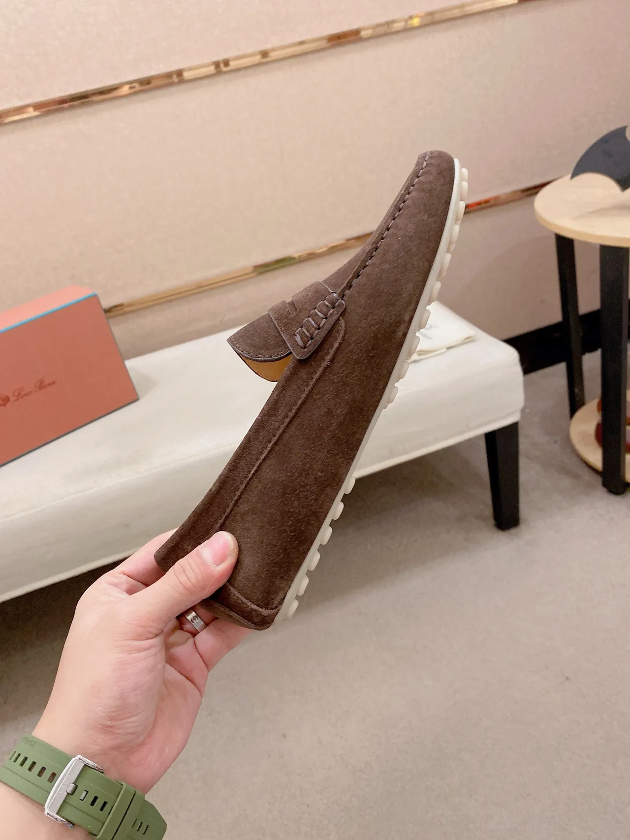 Brown White Suede Upper Penny Strap Loafer 5