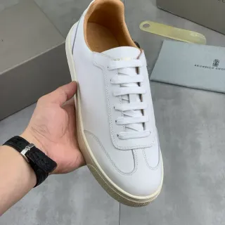 Brunello Cucinelli Sneaker Lifestyle Blanc en Cuir à Semelle Cupsole