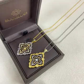 Colliers avec pendentif Buccellati Floral Quatrefoil en émail et pavé