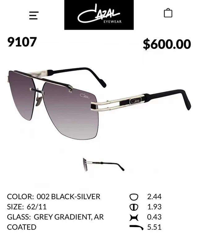 Cazal 9107 Blue Gold Shield-Style Double-Bar Bridge Sunglasses 7