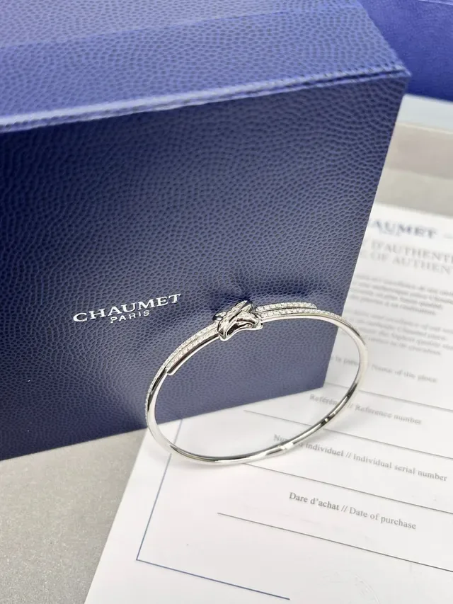 Chaumet Liens Knot Motif Pavé Diamond Bangle Bracelets 6