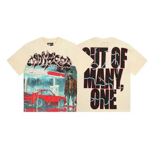 T-shirt oversize crème à imprimé graphique recto-verso 6