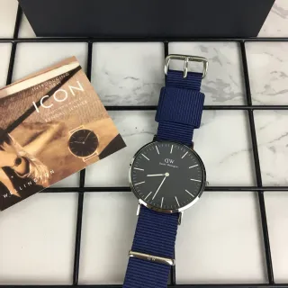 Daniel Wellington काला नेवी न्यूनतम डायल NATO पट्टी क्वार्ट्ज घड़ी