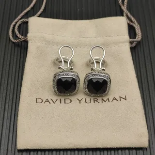 ديفيد يورمان ألبيون Cushion-Cut Black Stone Pavé Halo أقراط