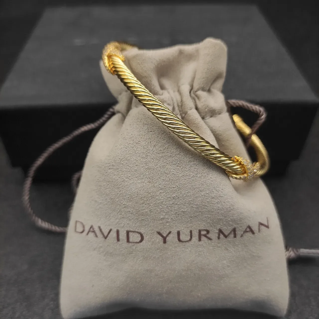 David Yurman Cable Classics Twisted Gold Pavé-Diamond Bracelet 8