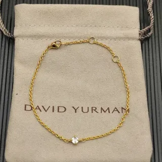 David Yurman Cadena de Cable Beige Dorada Piedra de Corte Cuadrado Simple Pulsera