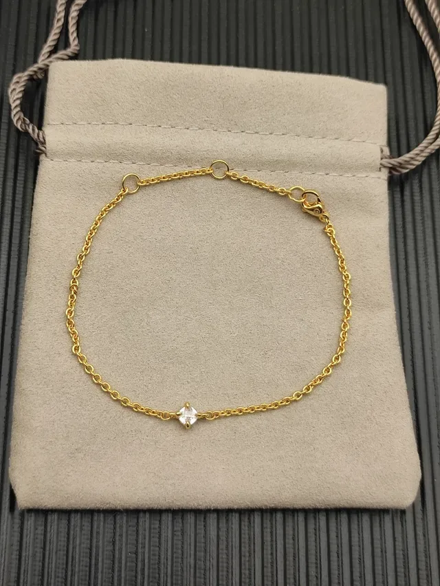 David Yurman Cadena de Cable Beige Dorada Piedra de Corte Cuadrado Simple Pulsera 9