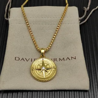David Yurman Collier avec pendentif rose des vents en or et argent