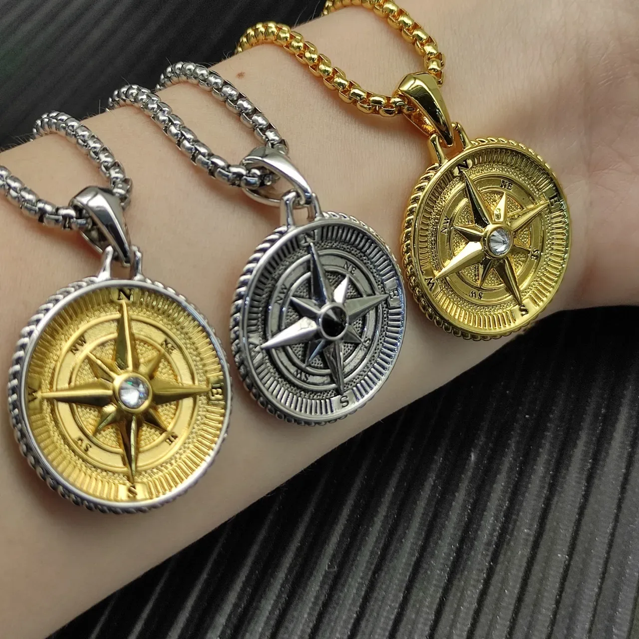 David Yurman Gold Silver Compass Rose Pendant Necklace 3