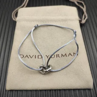 David Yurman رمادي فضي قابل للتعديل حبل ملتوي كابل عقدة تميمة سوار
