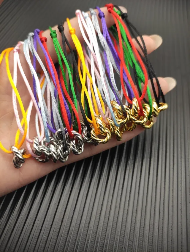 David Yurman Gray Silver Adjustable Cord Twisted Cable Knot Charm Bracelet 3