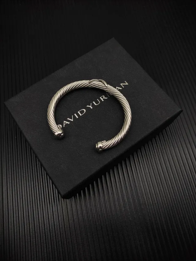 David Yurman Silver Beige Twisted Cable Polished Bracelet 5
