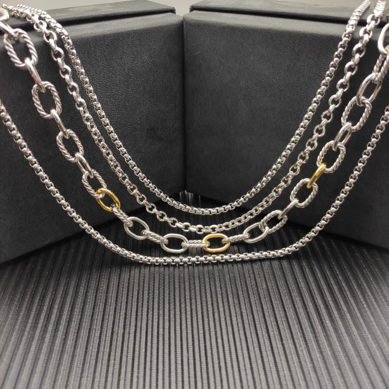 David Yurman Silver Gold Multi-Strand Twisted Cable Necklace 6
