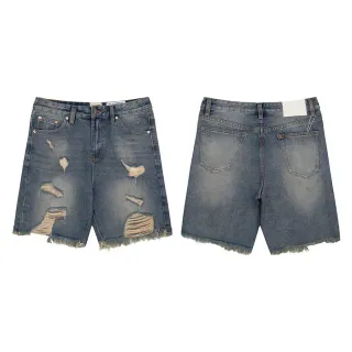 شورتات جينز أزرق غسل متوسط distressed